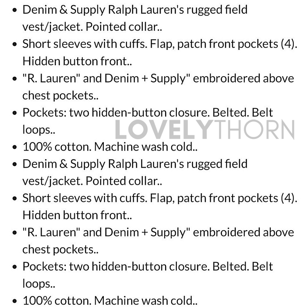 DENIM & SUPPLY RALPH LAUREN // ltd ed over-sized belted field vest jacket RARE - Picture 12 of 13